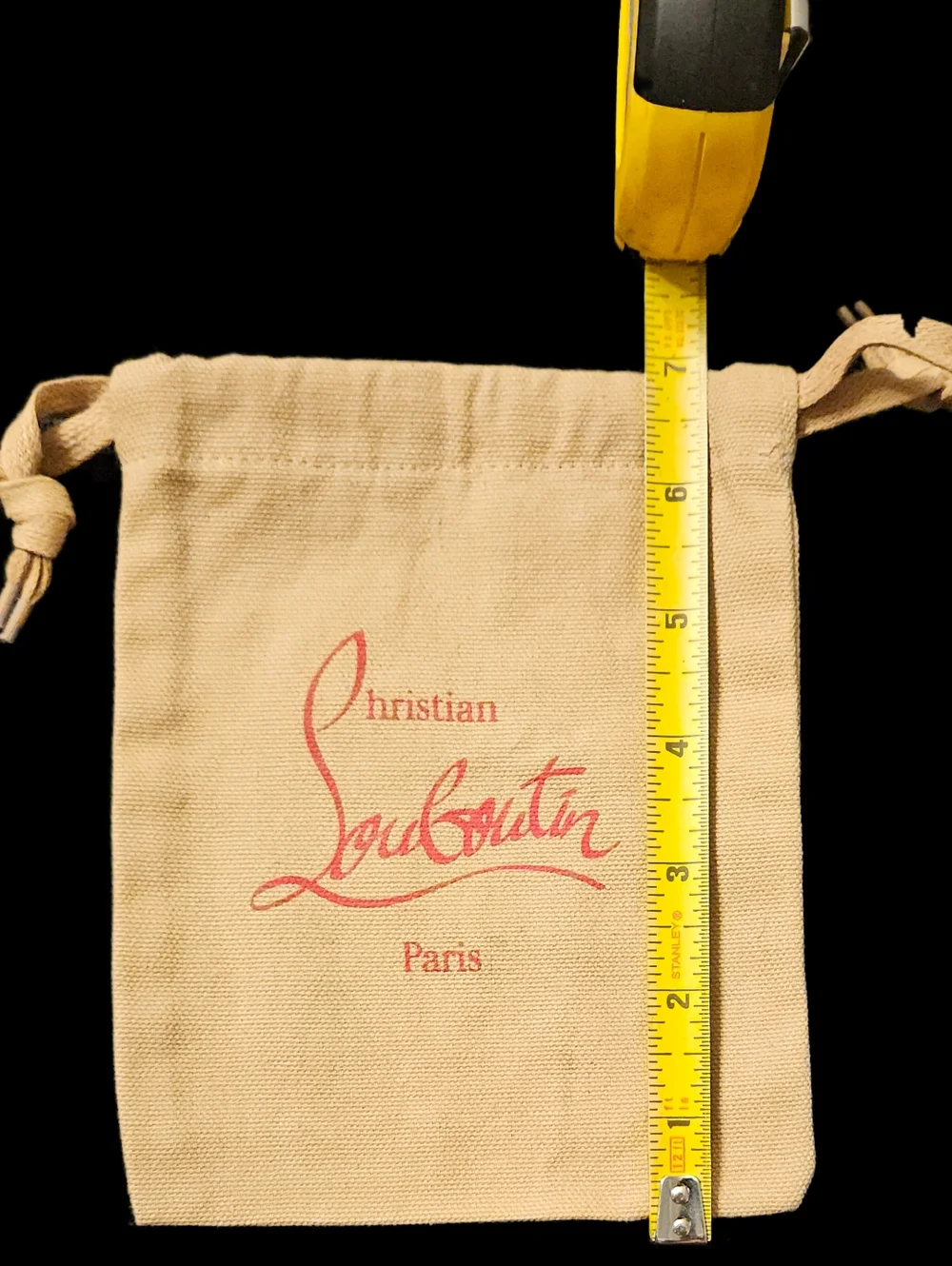 Christian Louboutin Small Tan Canvas Dust Bag Jewelry Storage Makeup Pouch